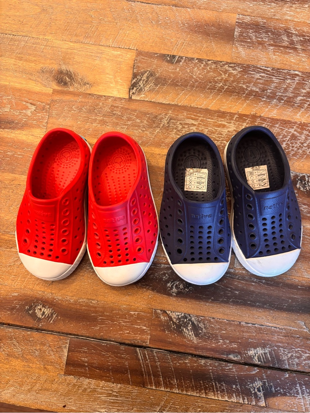 Native Jefferson Kids Slip-On Shoes - Red and Navy Bundle